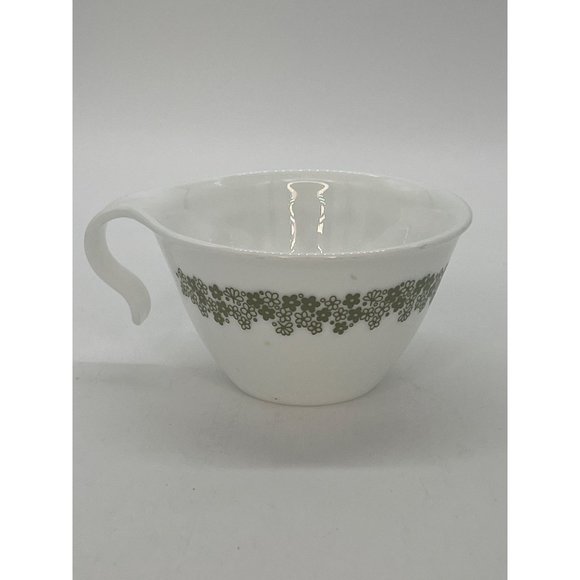 Vtg. Corelle White and Green Spring Blossom Tea Cup w/Hook Handle 6 oz. - Picture 2 of 3